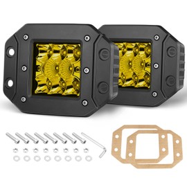 Flush Mount LED Pods, Niking Auto 2Pcs 80W 5 Inch Yellow Fog Lights Flush Amber LED Work Light Combo Backup Reverse Bumper Lights for Off Road Trucks Tractor SUV Pick up