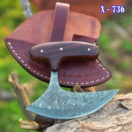 Ulu Knife Best Alaska Ulu Knife W/Sheath fixed Blade Damascus Steel Ideal Pizza Cutter