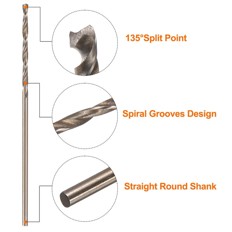 sourcing map 12pcs Cobalt Drill Bit, #58 0.042" HSS-CO Aircraft