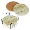 QWORK® Set of 6 10 cm Absorbent Coasters with Cork