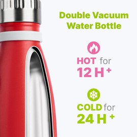 Mollcity 17 oz Insulated Water Bottle-Stainless Steel Vacuum Sports Water Bottle for Back to School- Cola Shape Travel Leak Proof Flask (Fire Red)