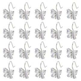 GOMAKERER Brass Stud Earring Findings, 20 Pcs Bowknot Earring Hooks and 30 Pcs Plastic Ear Nuts, Platinum Cubic Zirconia Bow Earring Earring Backs Earring Making Set for Jewelry Making