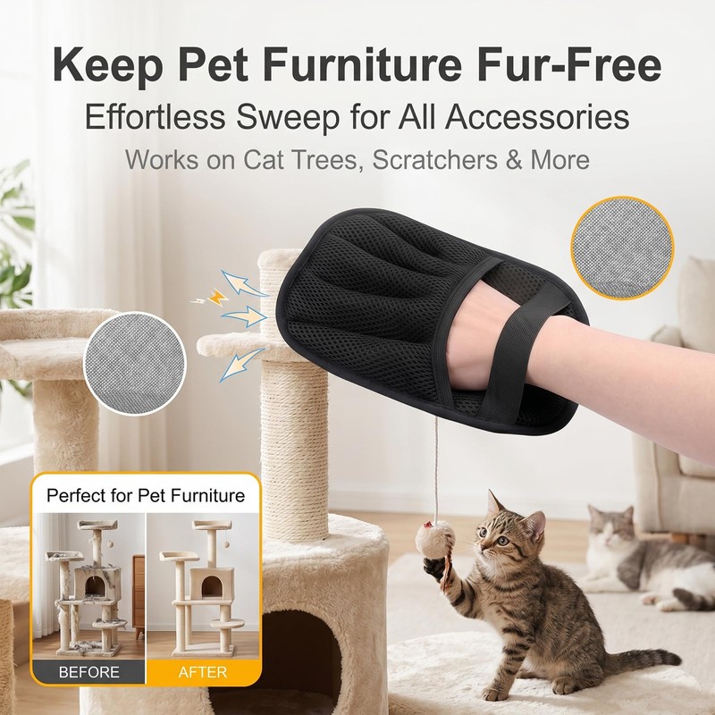 Pet Hair Removal Glove, Dog Hair Remover for Cats &
