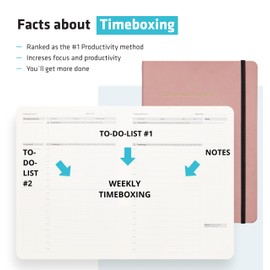Timeboxing Planner - Weekly,Daily & Monthly Planner With To-Do List & Timeboxing, Increase Productivity - You Get More Done - For Office,School & Home,Undated Planner,Flexible Cover,7x9 Pink