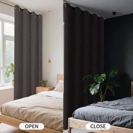 CUCRAF 100% Blackout Window Curtains 63 inches Long 2 Panels Set, Faux Linen Look Thermal Insulated Grommet Drapes, Room Darkening Curtain for Bedroom Living Room(W52 x L63 Inch, Grey)