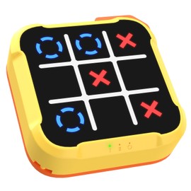 4 in 1 Handheld Tic Tac Toe Bolt Game, Electronic Digital Puzzle Game Console with Memory Flash, Whack-a-Mole, Portable Travel Toy Gift for Kids & Adults, Yellow