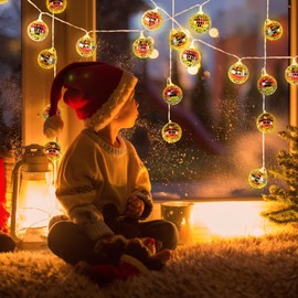 BBTO 2 Inch LED Disco Ball Decorations Mirror Lighted Disco Balls String Lights Mini Disco Ball Christmas Tree Ornaments for Xmas 70s Disco Party Supplies(Fantasy Color, 1.97 inch x 5.91 ft)