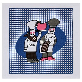 Set of 4 Terry Tea Towels, Vintage Printed Kitchen Dish Cloth -100% Super Soft, Durable and Absorbent -Quick Dry - 40 X 40 cm (Chef)