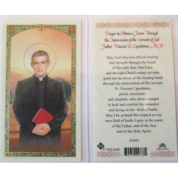 PRAYER TO OBTAIN A FAVOR THROUGH THE INTERCESSION OF THE SERVANT OF GOD FR. VINCENT R. CAPODANNO. Laminated 2-Sided Holy Card (3 Cards per Order)