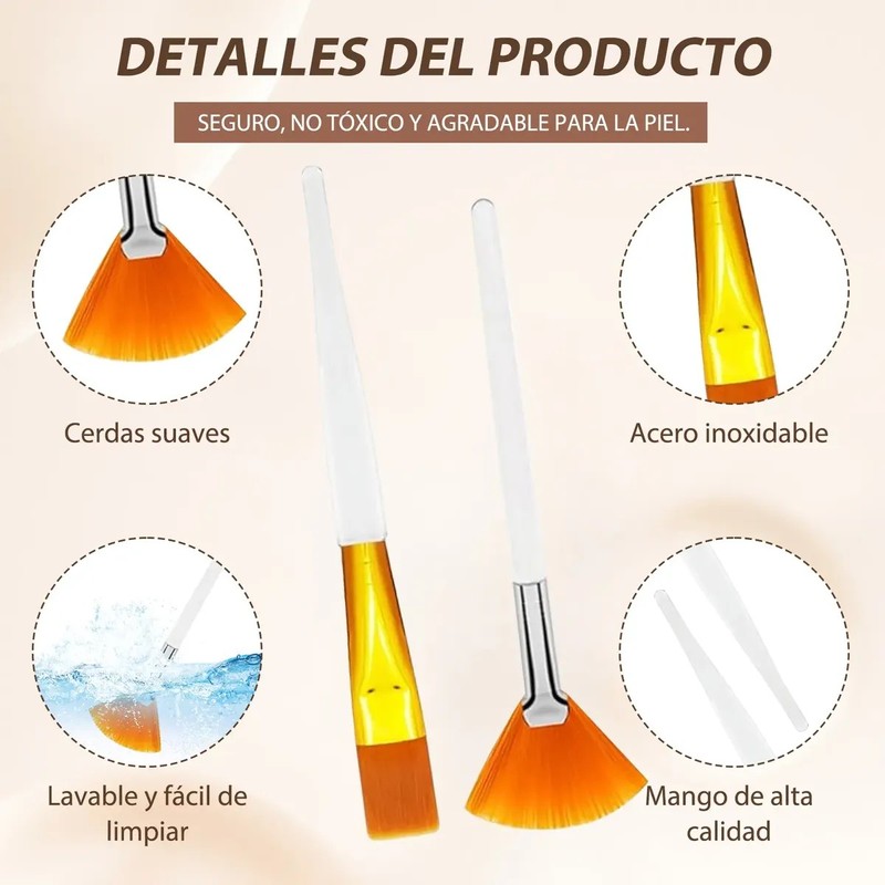 40pzs Para Facial Serum Acido Spa Brochas Mascalilla Blanco
