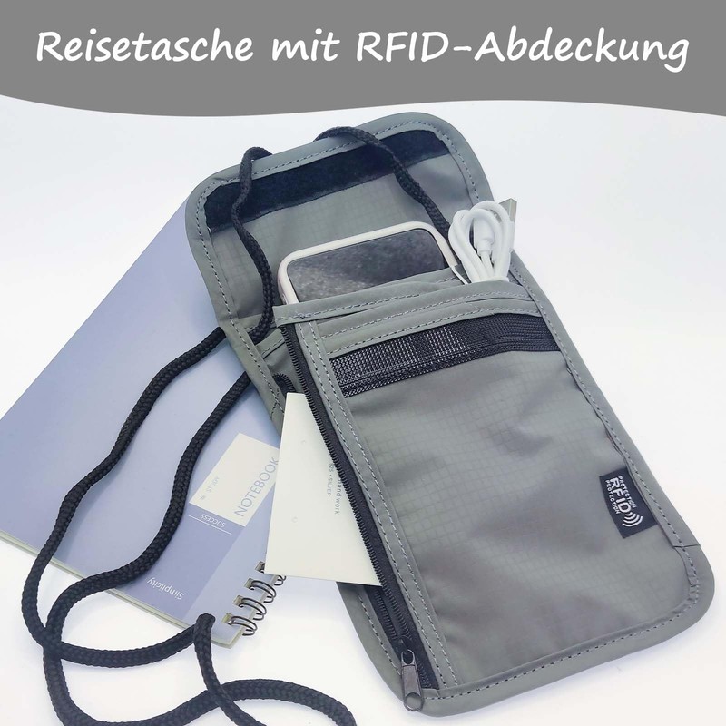 Harewu Travel wallet, soft neck pouch for travel, unisex, hidden