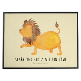 Mr. & Mrs. Panda Children's Desk Mat with Star Sign Lion with Saying - Pastel Yellow