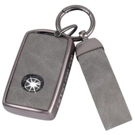 Key Fob Cover with Keychain, Car Key Case Shell Protector Compatible with 2019-2025 Mazda 3 6 CX-30 CX-5 CX-9 CX-50 CX-70 CX90 MX-5 Miata - Remote Key Vehicle Accessories (Gray)