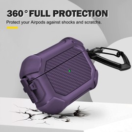 Newseego for AirPods Pro 2nd Generation Case with Secure Lock, Cool Military Armor Case with Keychain for Women Girls Men Soft TPU Full Body Protection Bumper Shockproof Cover for AirPods Pro 2-Purple