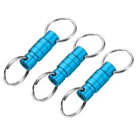 [PATIKIL] Quick Release Key Chain 3PCS Detachable Pull Away Key Ring Clip Spring Split Snap Separate Key Chain Lock Holder for Car Wallet Bag Belt Blue