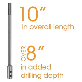 Peachtree Woodworking Supply 10ââ‚¬� Long Forstner Bit Extension For Adding Over 8" of Drilling Depth To Your Forstner Bit. For Wood Turners Furniture Carpentry and Construction Use (10" x 3/8" Extension for 3/8" Fostner Bits)