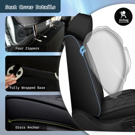 IKABEVEM 2PCS Front Leather Car Seat Covers Fit for Mitsubishi Outlander Sport 2011-2025 2026 Waterproof and Anti Staining Auto Protector Car Seat Covers (Black)