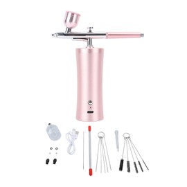 30PSI Electric Airbrush Kit Cordless Makeup Airbrush USB Charging Set for Nail Art Tattoo Model Colouring Pink