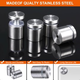 4PCS Stainless Sign Standoff Screws - 0.98" x 1.18" Sign Mounting Hardware Wall Mount Glass Standoff Advertising Nail for Hanging Acrylic Picture Frame Glass White Board Mounting Hardware