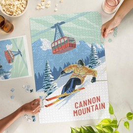 Lantern Press 1000 Piece Jigsaw Puzzle, Franconia, New Hampshire, Cannon Mountain, Downhill Skier