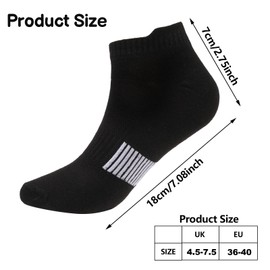 Zuimei 6 Pairs Trainer Running Socks Women, Cushioned Anti-Blister Socks Low Cut Ankle Sock Black Trainer Sock for Women Running Hiking Walking, Size 4.5-7.5