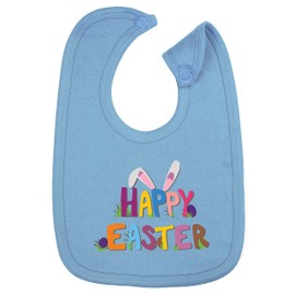 Hippowarehouse Happy Easter Colourful Egg Bunny Ears cotton baby nursing bib boys girls 35cmx22cm