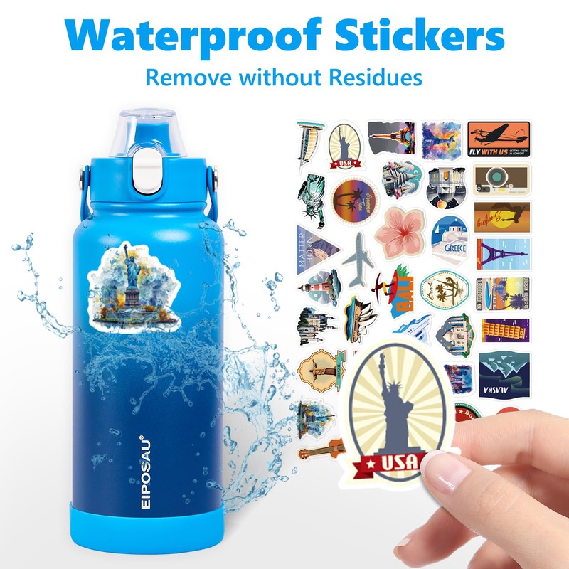EIPOSAU Insulated Water Bottle with Lid & Boot & Stickers,