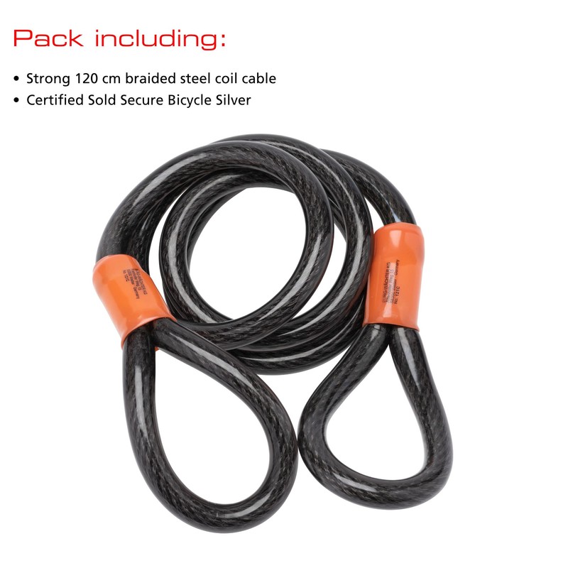 Burg-Wachter 12MMX1.2M BRAID STEEL CABLE 121C, Black, 12mm x 1.2M