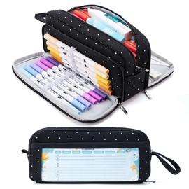 Kalidi Pencil Case with 3 Compartments, Large Capacity Pencil Case, Pencil Pouch for School & Office