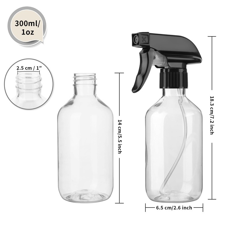 Arkeiliy 2-Pack Leakproof Spray Bottles (300ml/10oz) - Adjustable Nozzle for