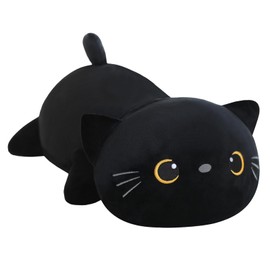 SQEQE Weighted Black Cat Plush, Weighted Black Cat Stuffed Animal, Cute Plushies Soft Pillow Toy Present for Kids Adults 25 CM, 0.4 KG