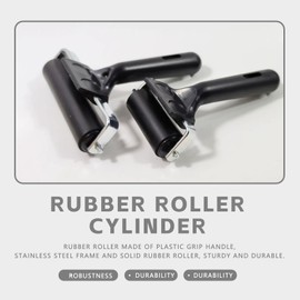 JZS Rubber Roller Brayer Set – 2Pcs Hard Rubber Rollers, 4 Inch and 2.4 Inch, for Printmaking, Inking, Stamping & Crafting,Black