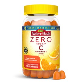 Nature Made Zero Sugar Vitamin C Gummies 250 mg per Serving, Immune & Antioxidant Support, Aspartame Free, 100 Sugar Free Gummies, 50 Day Supply
