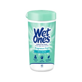 Wet Ones Hand and Face Wipes, Sensitive Skin Wipes | Unscented Wipes, Hand and Face Wipes Sensitive Skin, Wet Ones Sensitive Skin Wipes, 40 ct. Canister