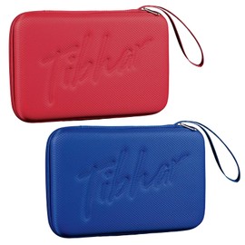 Tibhar Table Tennis Bat Cover Grid for up to 2 Bats | Square | Lightweight Table Tennis Bat Case | Blue | Red (Red)