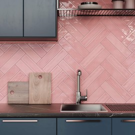 Larissa Handmade Ceramic Subway 3x12 Wall Tile Backsplash Gloss Finish 3 Inch X 12 Inch for Kitchen, Bathroom Shower, Accent Decor, Fireplace (Box of 12.6 Sqft) (Pink Crepe)