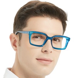 WEMOOTANTS Blue Light Blocking Reading Glasses Large Square Computer Readers 1.0 1.5 2.0 2.5 3.0 3.5 Blue 3.5