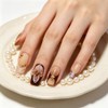 Uñas postizas cuadradas de color marrón medio hechas a mano,