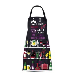 ENSIANTH Retirement Gift for Wine Lover Apron I Can Wine All I Want I’m Retired Funny Wine Aprons for Women Men with Pockets (wine retirement)