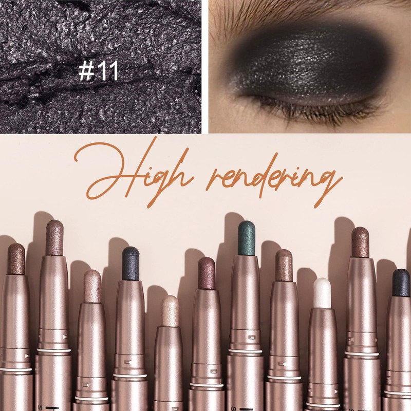Black Eyeshadow Stick, Metallic Glitter Eye Shadow Crayon Pen Eyeshadows