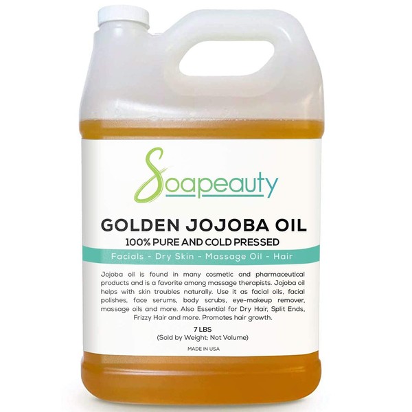 Soapeauty JOJOBA OIL | 100% Natural Golden Jojoba Oil | Jojoba Oil Cold Pressed | Carrier for Essential Oils, Jojoba oil for Skin, Face & jojoba oil for Hair growth Massage | (7LBS)