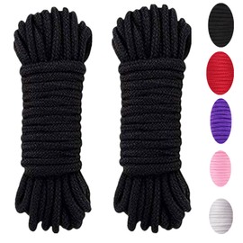 WUWYOUWL Soft Cotton Rope Cord, 2PCS 10 M/33 Feet 8 MM All Purpose Rope Craft Rope Thick Cotton Twisted Cord (Black)