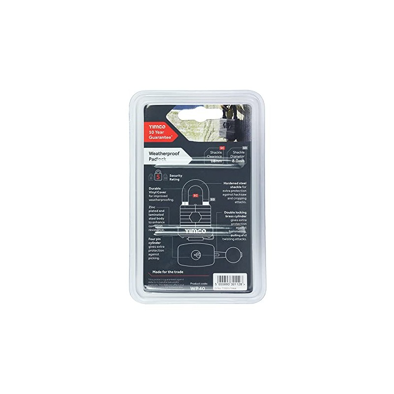 TIMco WP40 Weatherproof Padlock 40mm - 1 pc