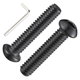 Wensilon (50Pcs) 1/4-20 * 1-3/4 Button Head Socket Cap Bolts Screws, 304 Black Stainless Steel, Allen Hex Drive, Bright Finish, Fully Machine Thread