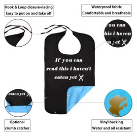 Celuisiva 2 Pack Adult Bibs for Men, Adult Bibs for Special Needs Adults, Waterproof Leakproof Clothing Protector, Washable & Dryable Large Bib