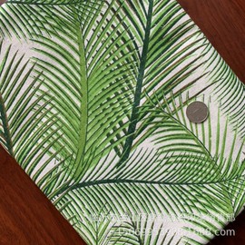 Sheicon Tela de lino de algodón por The Yard de 60 pulgadas de ancho, tela impresa decorativa para proyectos de bricolaje y manteles, hojas de color, coco, tamaño 1 yarda