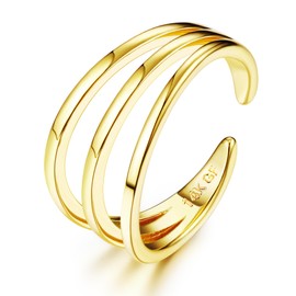 FASACCO 14k Gold Fillled Toe Rings for Women Hug CZ Triple Simple Band Toe Rings Adjustable Toe Ring Triple