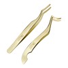 QUEWEL Lash Applicator Tool, 2 Pcs Eyelash Clusters Tweezers For
