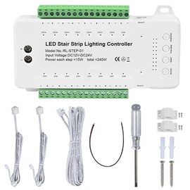 Lazycloud 16 Channels Led Stair Light Staircase Controller 2 PIR for Indoor Flexible LED COB Strip Light Without Remote Control