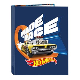 HOT WHEELS Speed Club 4 Ring Binder Ideal for Children of Different Ages Comfortable and Versatile Quality and Resilience 26.5 x 33 cm Navy Blue and Orange